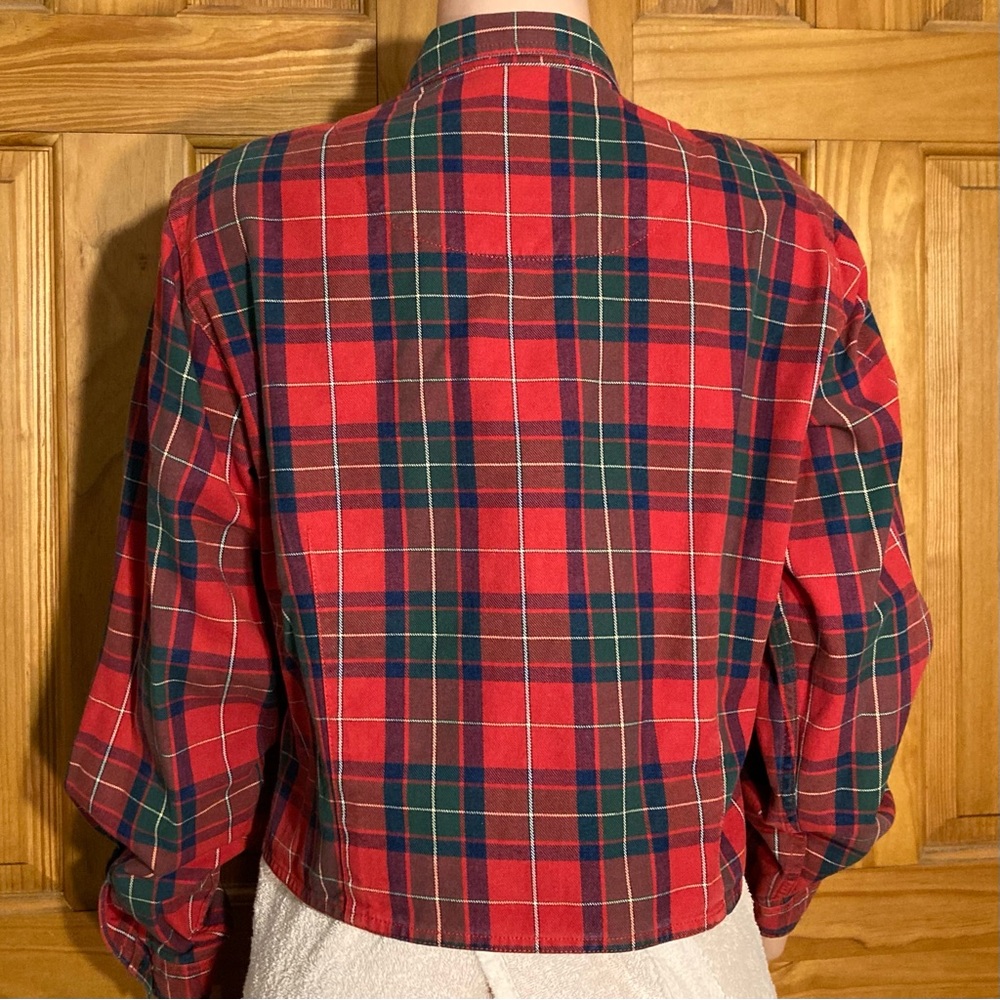 NWOT Liz Claiborne Lizwear Vintage 90s Top Long Sleeve Blouse Plaid Red Size 14 - Picture 6 of 16